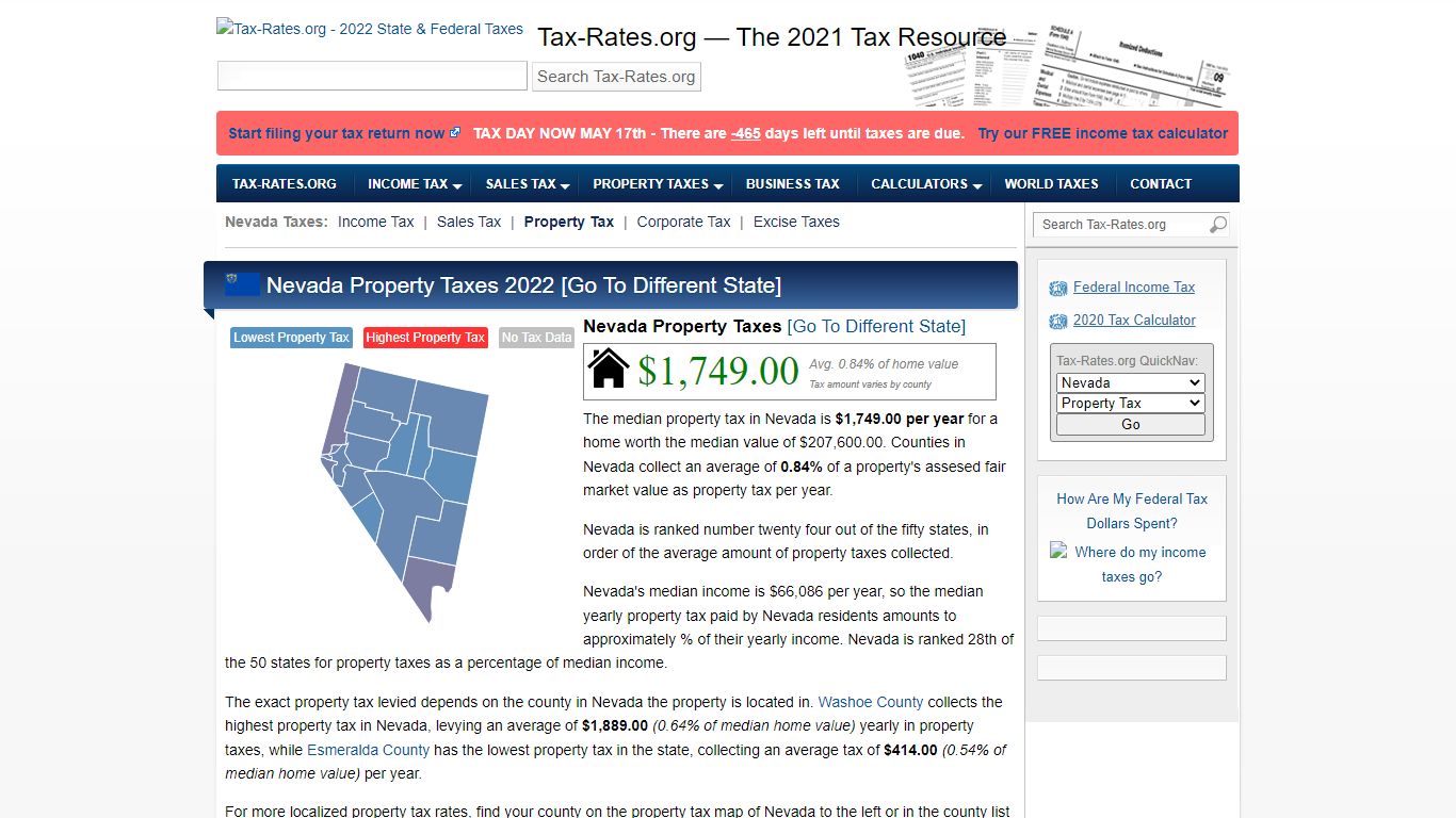 Nevada Property Taxes By County - 2022 - Tax-Rates.org