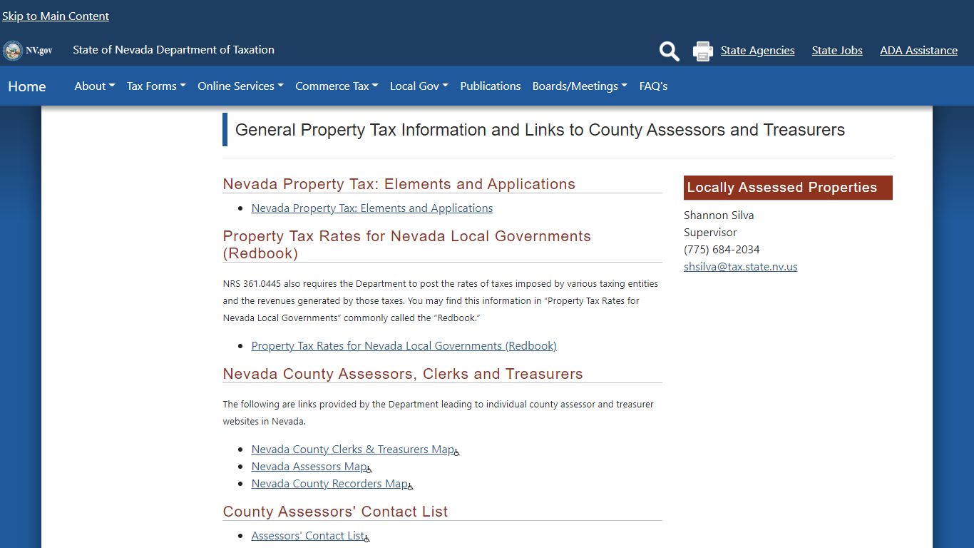 General Property Tax Information and Links to County Assessors ... - Nevada